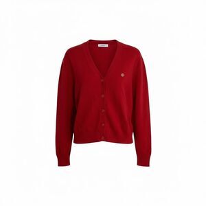 Polham V-neck Long Sleeve Button Front Rayon Blend Knit Cardigan Red Small